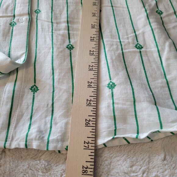 Lucky Brand Womens Shirt XL Green White Collared Button Up Top Blouse - Picture 5 of 7